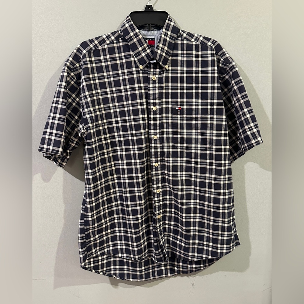 Tommy Hilfiger Men’s Plaid Button Down Shirt Size L 16-16.5